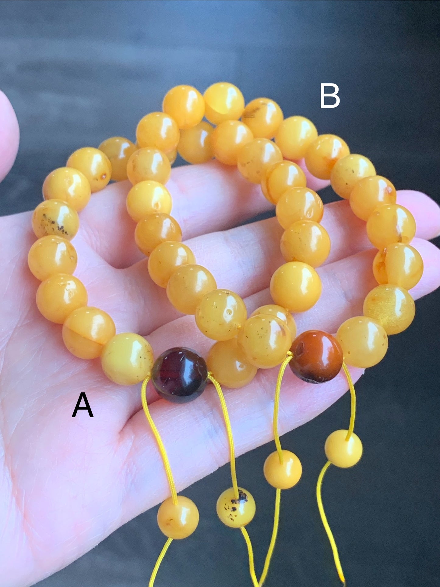 Natural Untreated Old Beewax Amber Beaded Bracelet