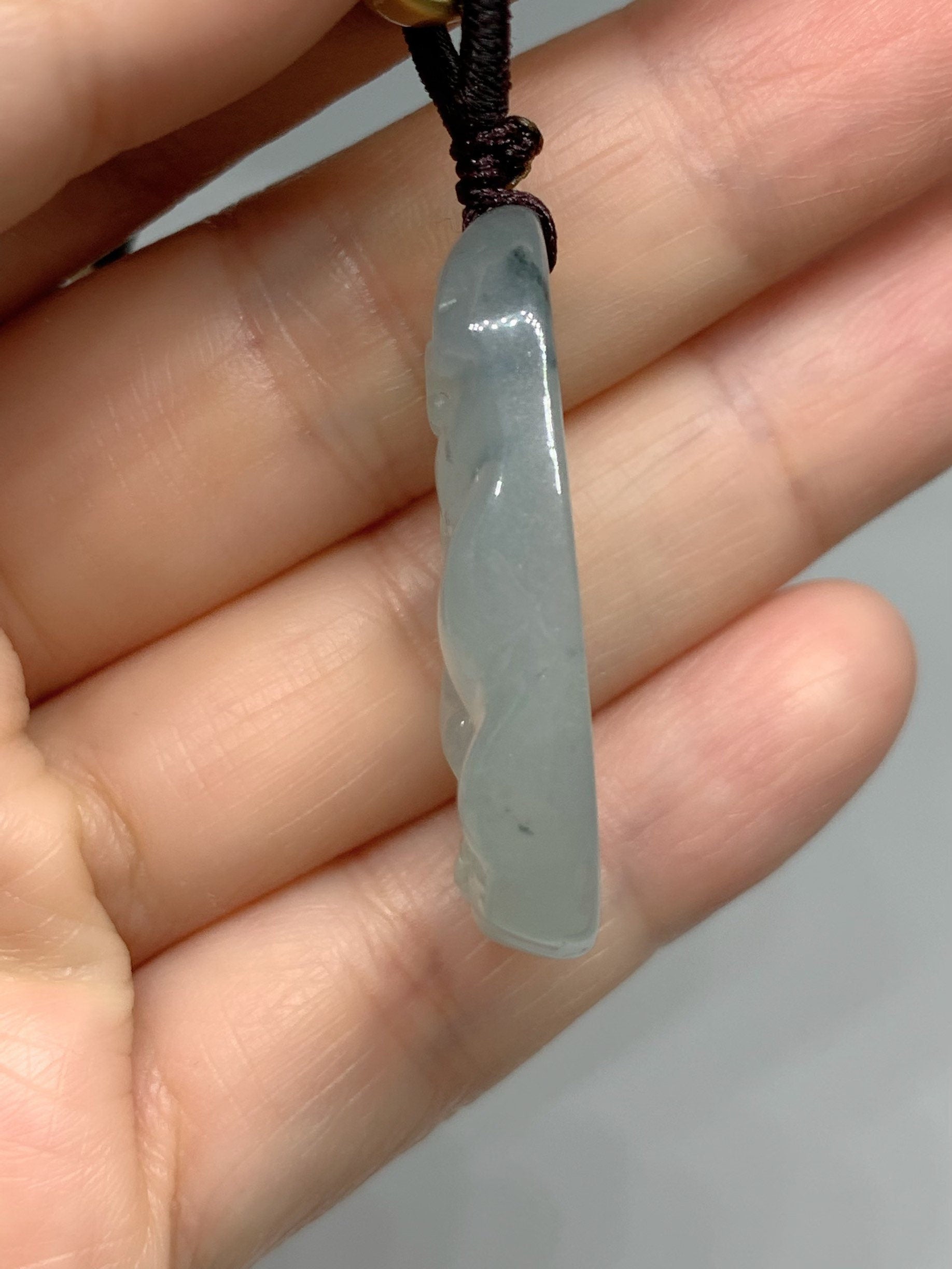 Beautiful Natural Burmese Icy Translucent light green Jadeite with Dark Green Marbling Pendant Carved with Deer 冰胶晴底飘花鹿牌吊坠