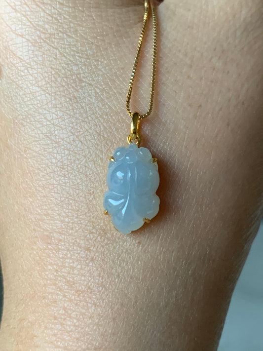 Certified Natural Burmese Icy Translucent & Gelatinous Purple Jadeite Carved Pudgy Goldfish Pendant 18K Yellow Gold 天然缅甸冰胶玛瑙底冰紫翡翠胖头金鱼镶嵌吊坠