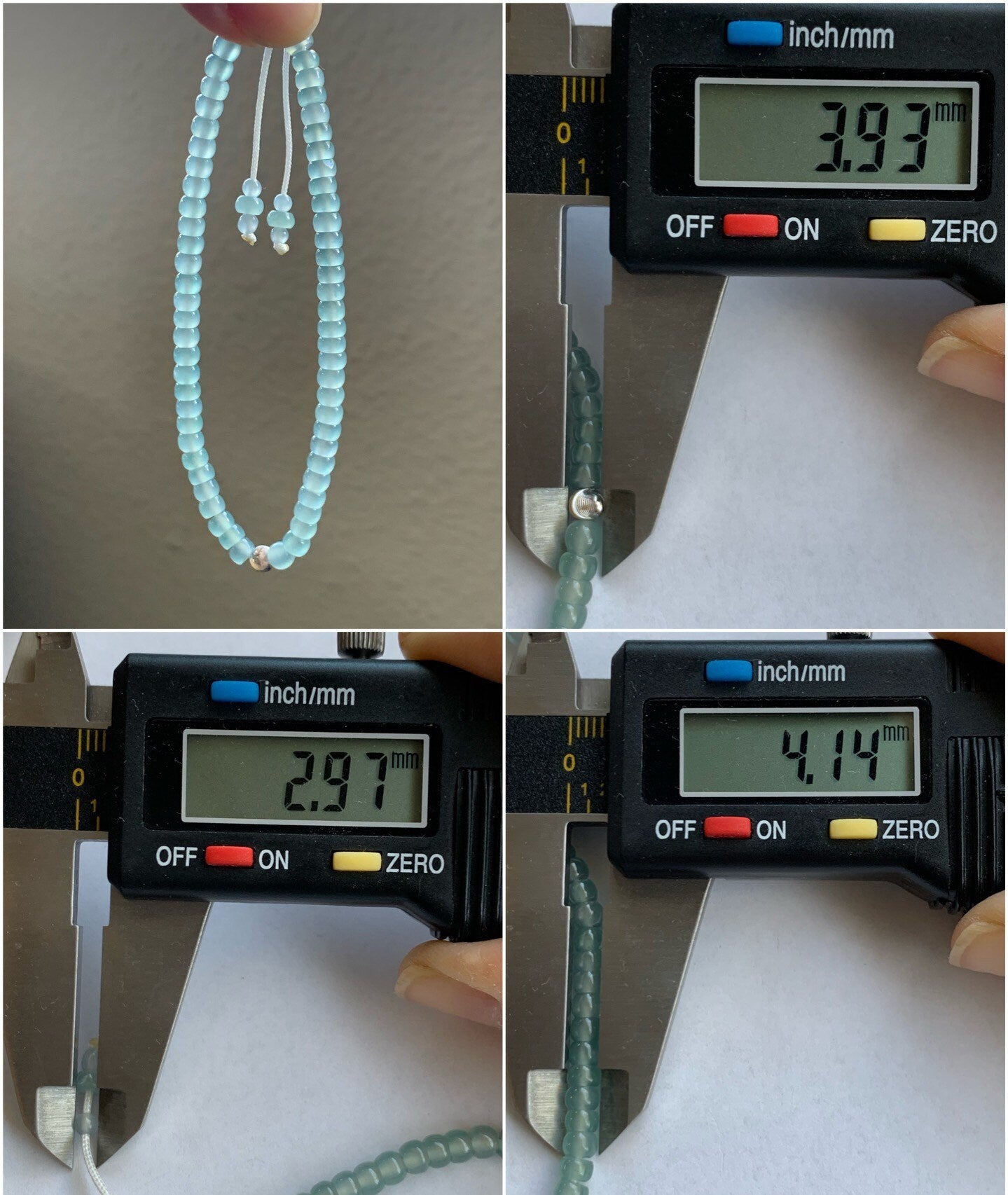 Stunning Natural Guatemalan A Graded Premium Icy Highly Translucent Light Blue Jadeite Beaded Bracelet 18K WG Bead 6.75” 天然高冰危蓝起光翡翠18K金珠手串