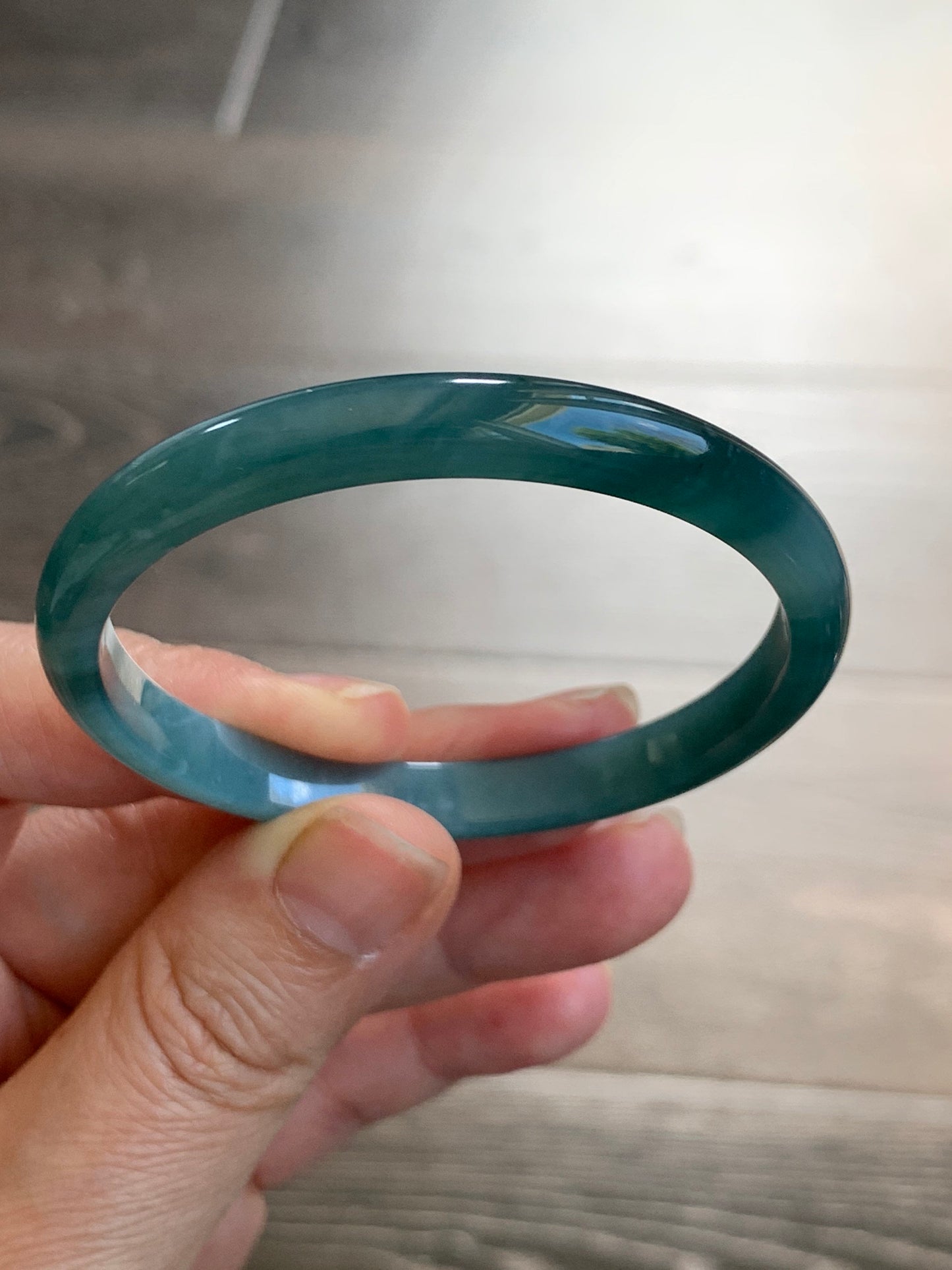 Certified Natural Guatemalan Icy Teal Blue Jadeite Bangle Bracelet 51.7mm 7x5mm 17.58 grams 天然危地马拉冰蓝水翡翠手镯 2691