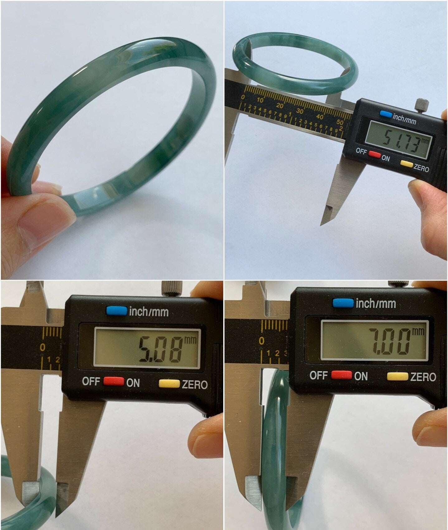 Certified Natural Guatemalan Icy Teal Blue Jadeite Bangle Bracelet 51.7mm 7x5mm 17.58 grams 天然危地马拉冰蓝水翡翠手镯 2691