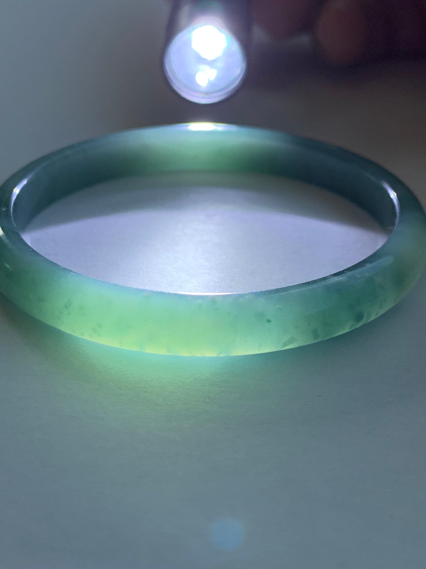 Certified Natural Guatemalan Icy Teal Blue Jadeite Bangle Bracelet 51.7mm 7x5mm 17.58 grams 天然危地马拉冰蓝水翡翠手镯 2691