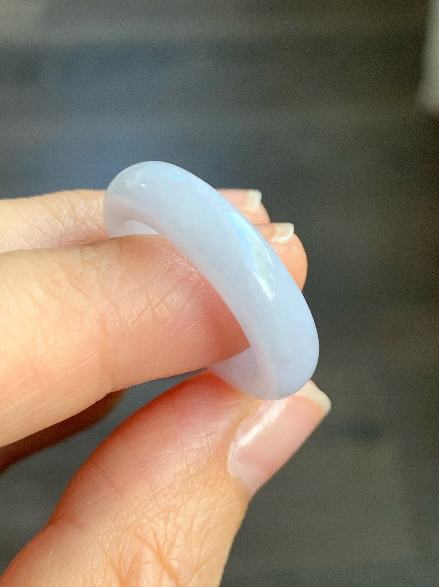 Natural Burmese Translucent Icy Purplish White Jadeite Band Ring Size 7.75 天然缅甸糯冰淡紫翡翠戒圈 DZJ522B