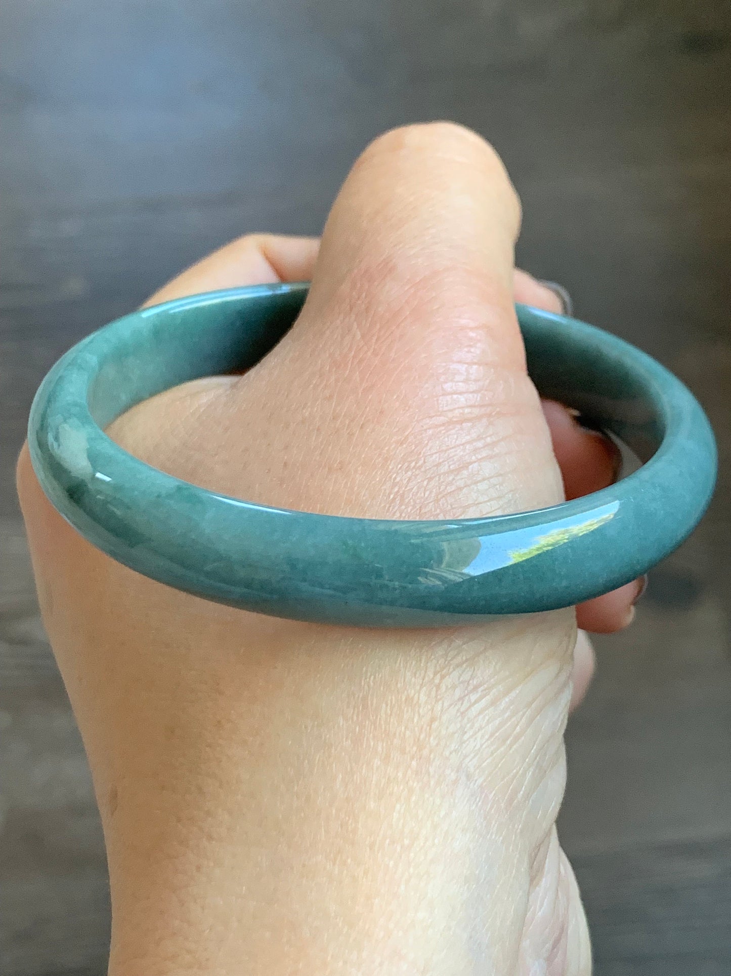 Certified Natural Guatemalan Icy Dusty Blue Jadeite Wide Bangle Bracelet 59.5mm 10.67x6mm 34.3g 天然危地马拉蓝水翡翠正圈手镯 5130