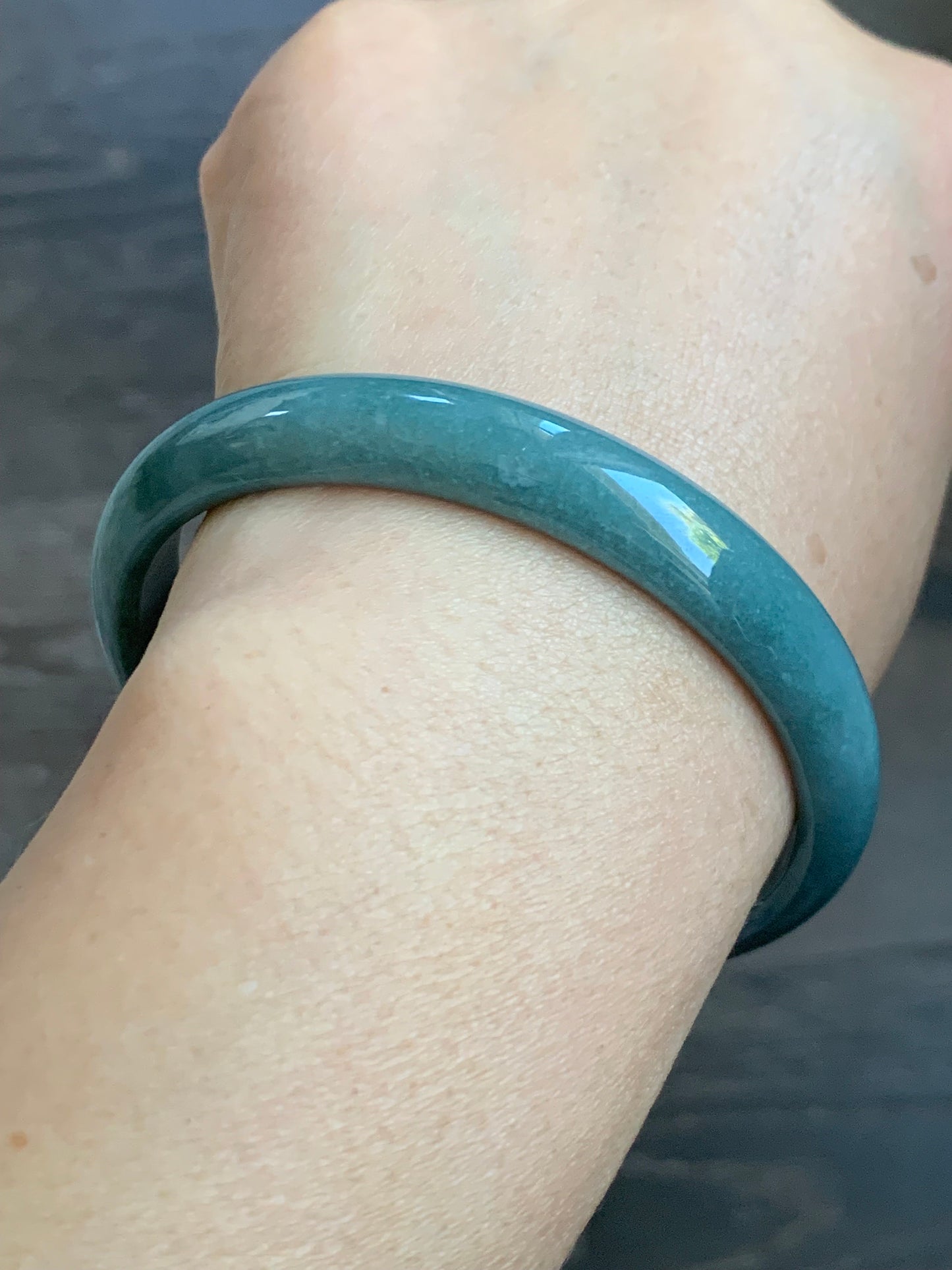 Certified Natural Guatemalan Icy Dusty Blue Jadeite Wide Bangle Bracelet 59.5mm 10.67x6mm 34.3g 天然危地马拉蓝水翡翠正圈手镯 5130