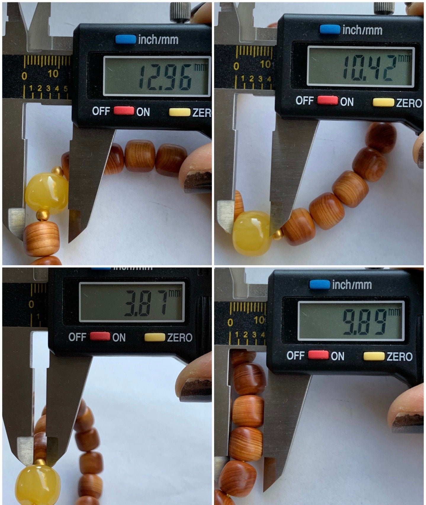 Natural YaBai Thuja Tall Drum Beads & Aged Rich Yellow “Beewax” Tree Resin Bead Beaded Bracelet 24K Yellow Gold 6.75” 天然崖柏鼓珠蜜蜡大鼓珠足金珠手串