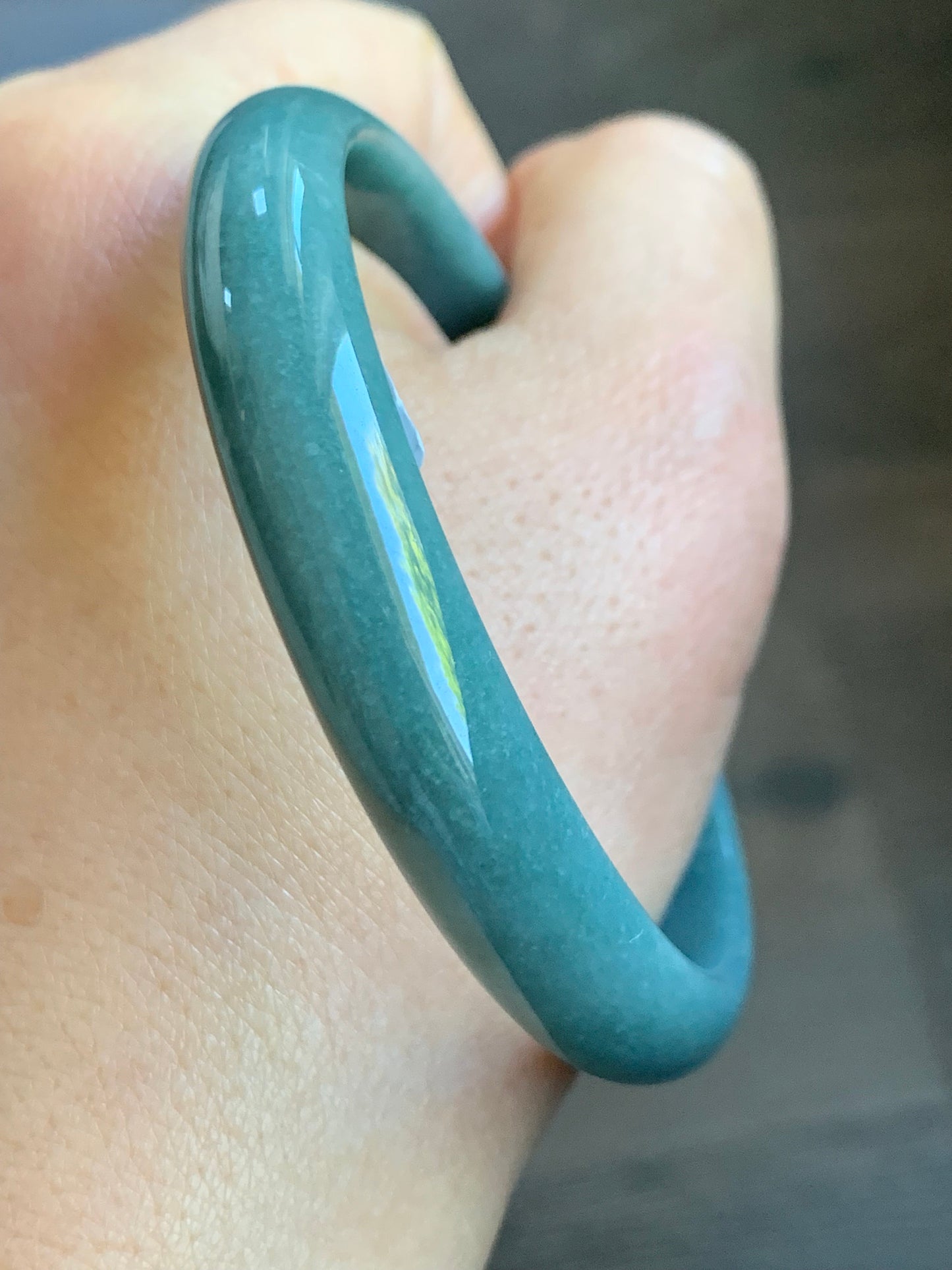 Certified Natural Guatemalan Icy Dusty Blue Jadeite Wide Bangle Bracelet 59.5mm 10.67x6mm 34.3g 天然危地马拉蓝水翡翠正圈手镯 5130