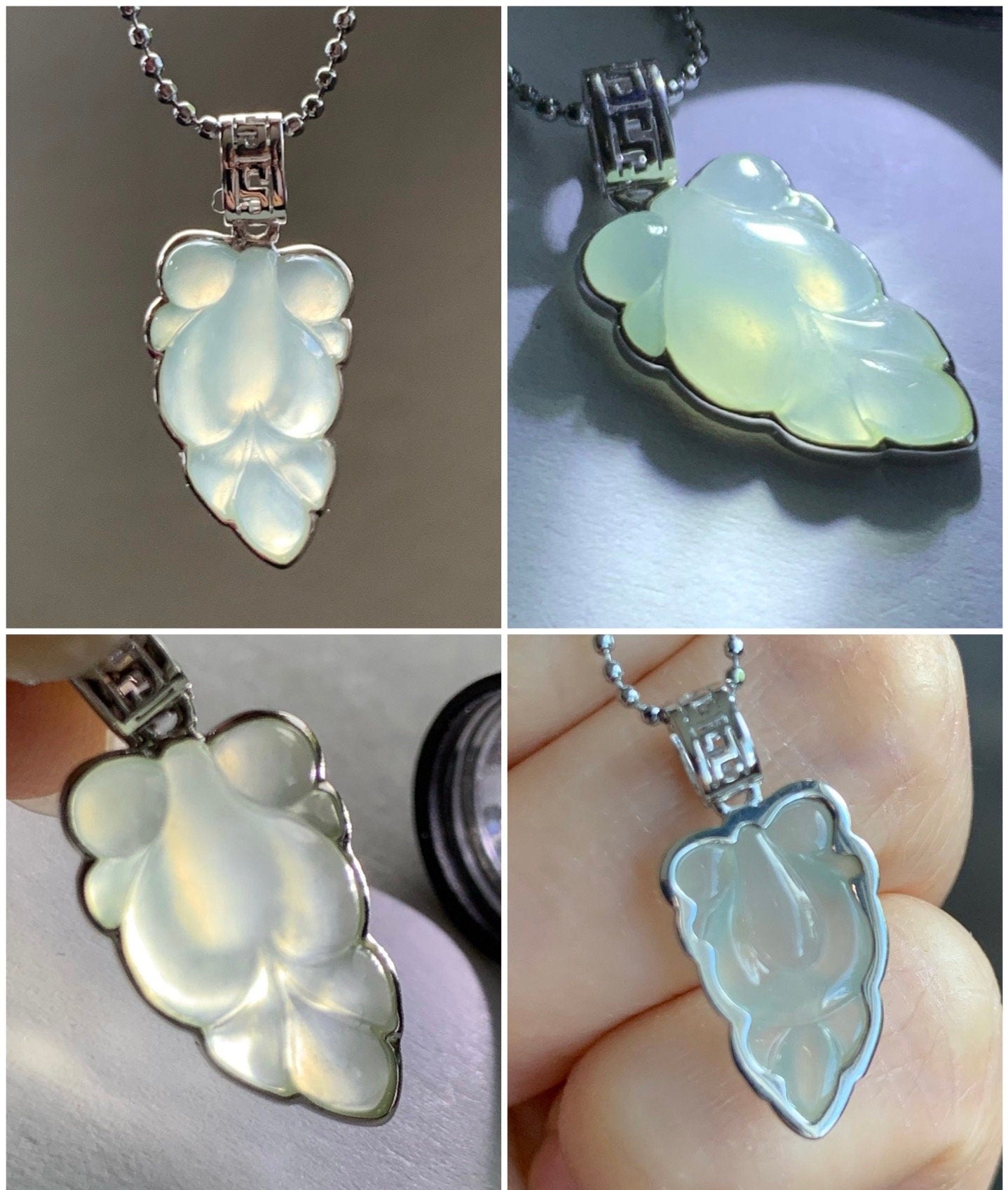 Certified Natural Burmese Premium Icy Translucent Gelatinous Clear Jadeite Goldfish Pendant 18K White Gold 天然缅甸冰胶晴底色翡翠金鱼镶嵌吊坠 5157