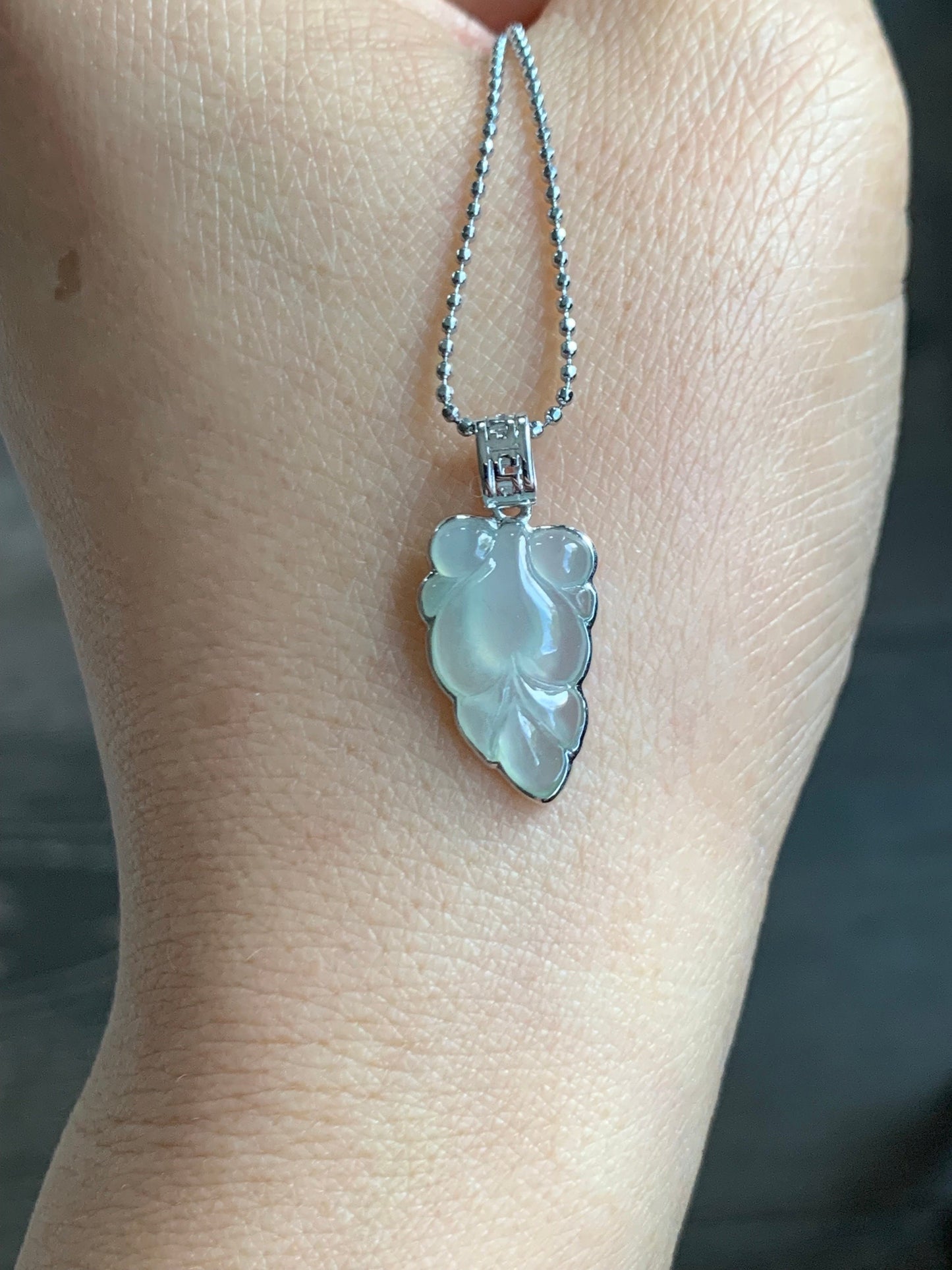 Certified Natural Burmese Premium Icy Translucent Gelatinous Clear Jadeite Goldfish Pendant 18K White Gold 天然缅甸冰胶晴底色翡翠金鱼镶嵌吊坠 5157