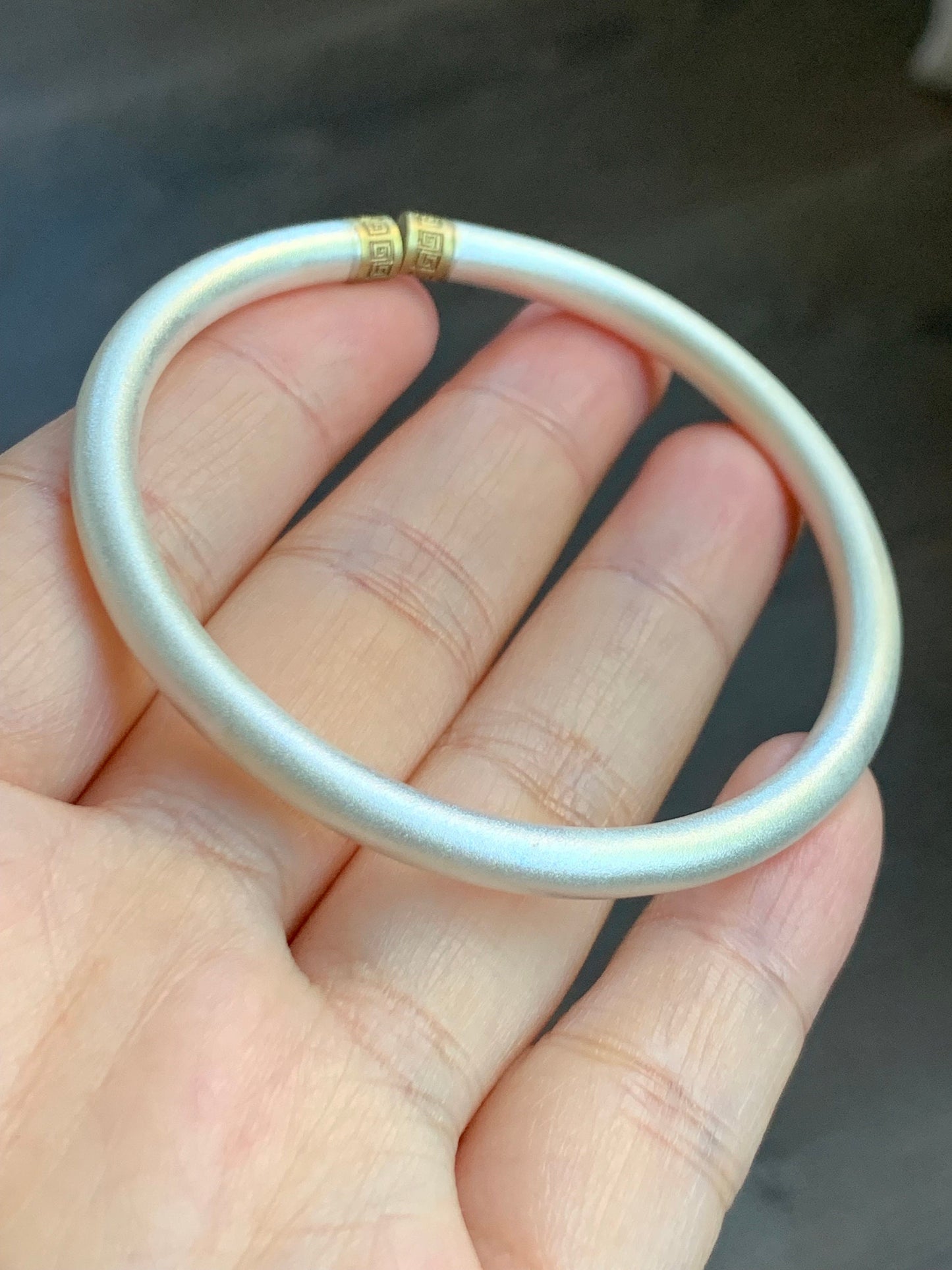 999 Sterling Silver Solid Open Bangle Bracelet Satin Finish 30 grams Adjustable 纯足银999磨砂工开口手镯