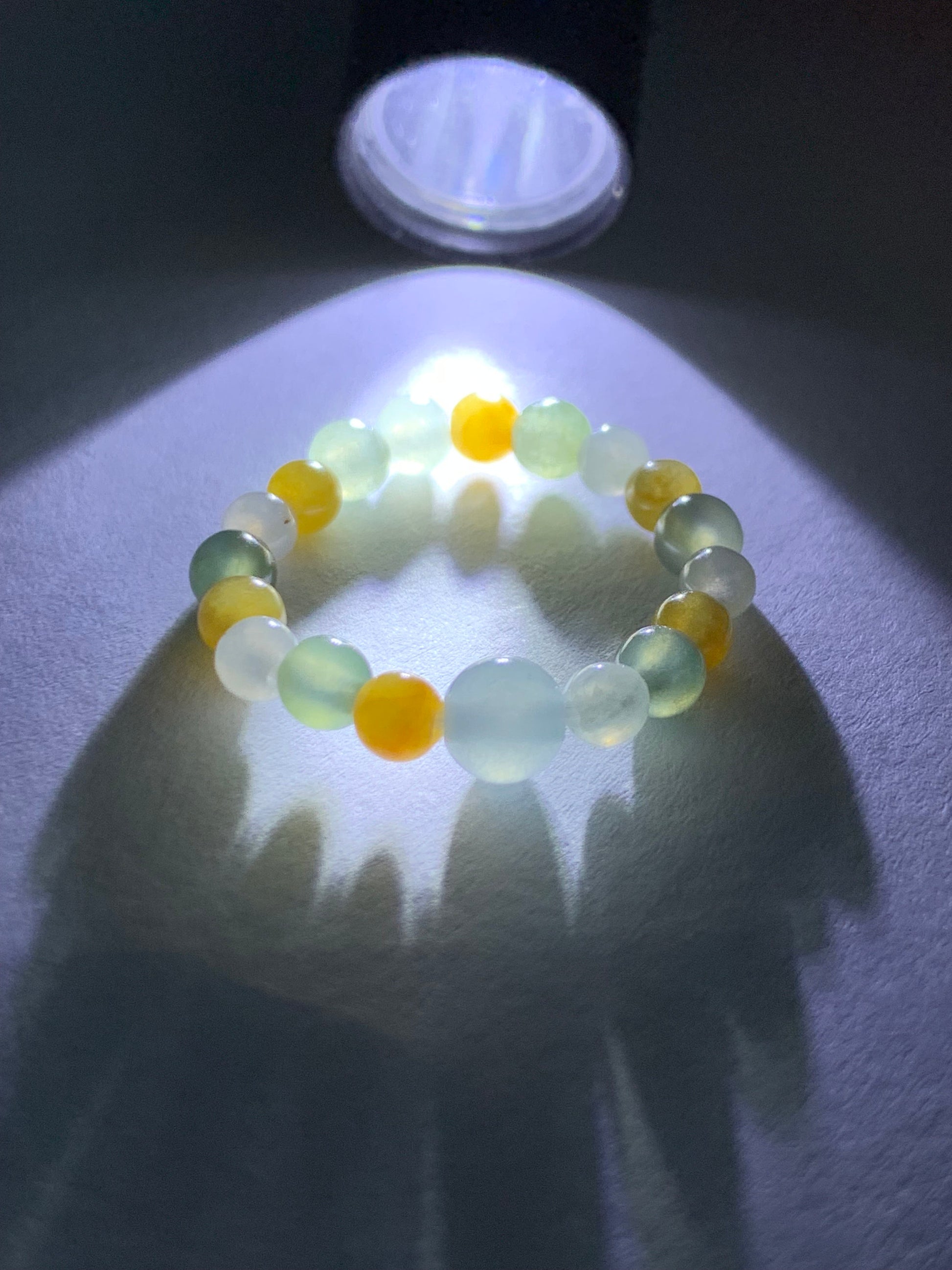 Natural Burmese & Guatemalan Icy Highly Translucent Multicolored Jadeite Petite Beads Beaded Ring size 5.75 Stretchy 天然缅甸冰多宝色翡翠危蓝翡翠戒圈