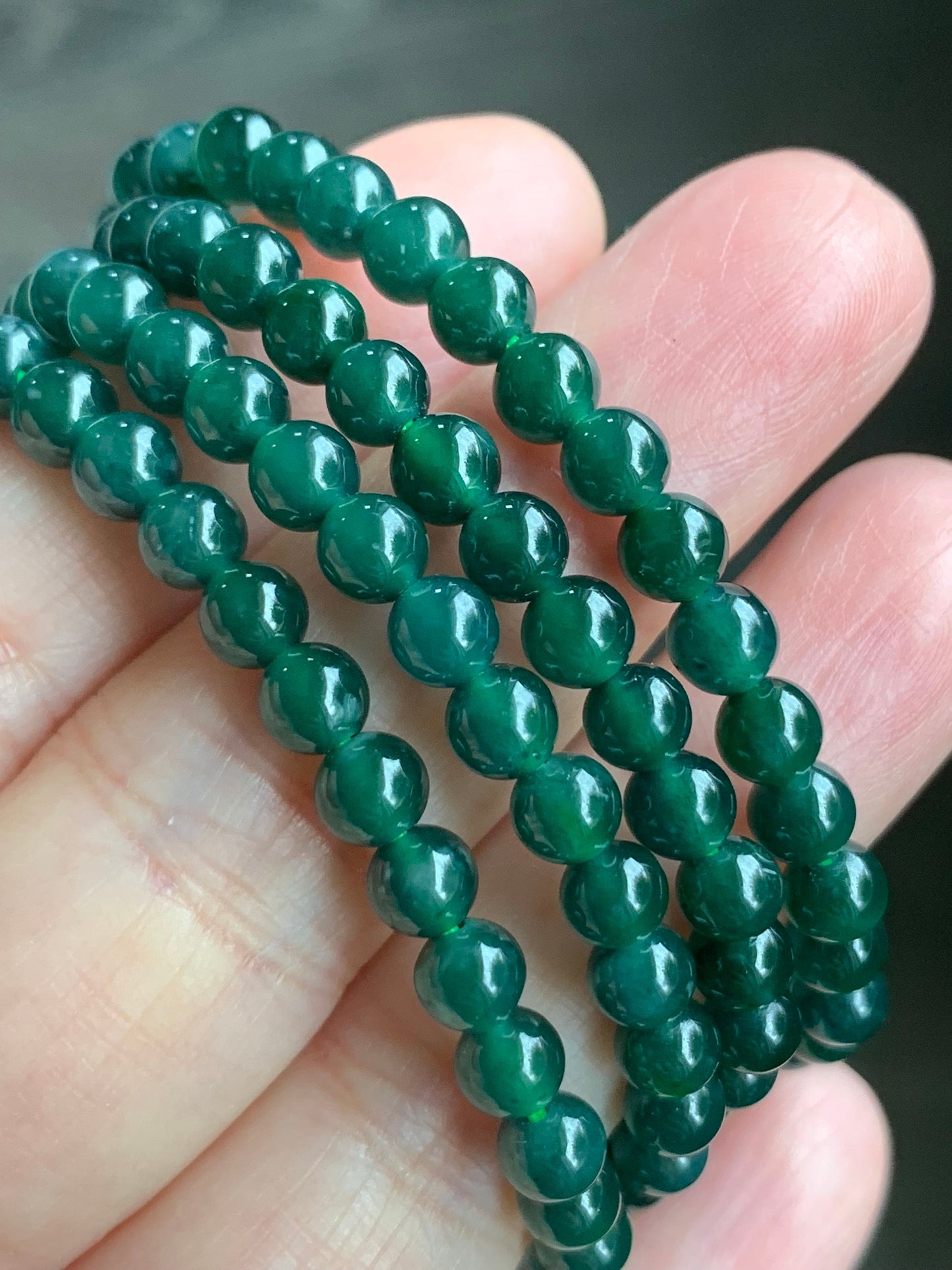 Natural Guatemalan Icy Translucent Teal Green Jadeite Petite Beads Beaded Necklace Sterling Silver Clasp 5mm 24” 天然冰危蓝绿翡翠小圆珠项链 XWL229