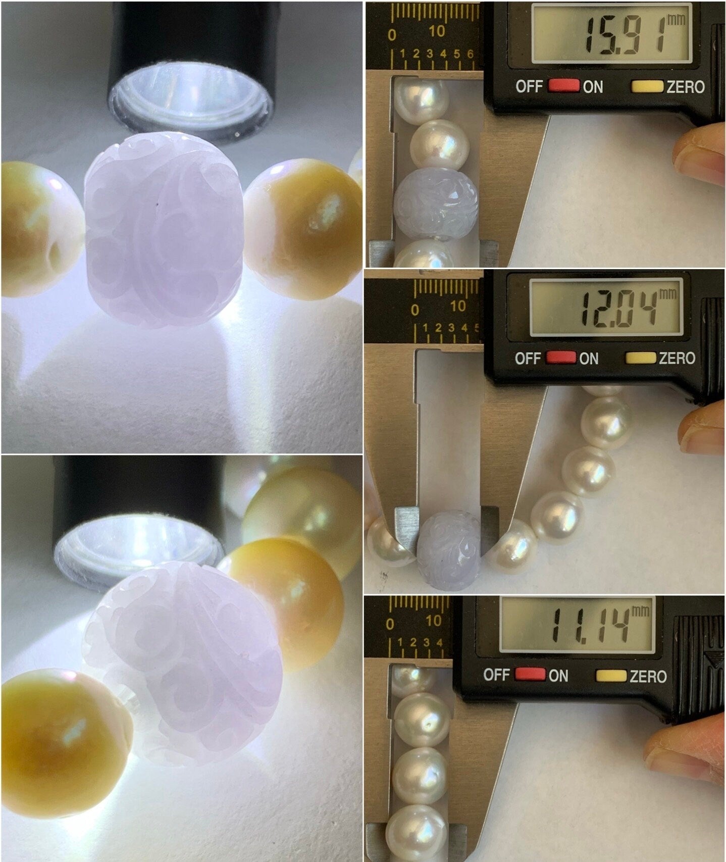 Natural Burmese Grade A Icy Translucent Light Purple Jadeite Drum Bead Large Natural Baroque Pearls Beaded Bracelet 7” 37g 天然缅甸冰紫翡翠鼓珠淡水大珍珠手串