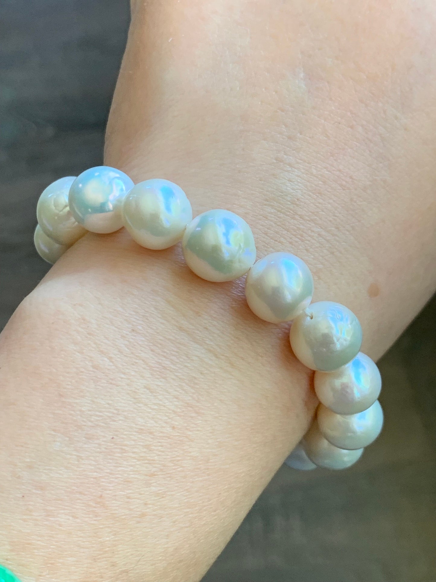 Natural Burmese Grade A Icy Translucent Light Purple Jadeite Drum Bead Large Natural Baroque Pearls Beaded Bracelet 7” 37g 天然缅甸冰紫翡翠鼓珠淡水大珍珠手串