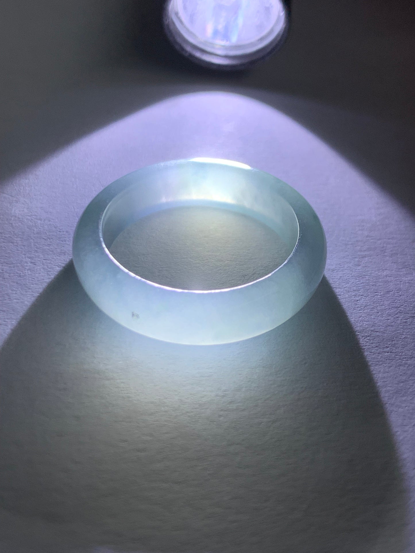 Stunning Natural Guatemalan Icy Translucent Gelatinous Light Purplish Blue Jadeite w/ Dark Teal Marbling Band Ring Sz 8 天然冰危蓝紫飘花翡翠戒圈 WPH114B