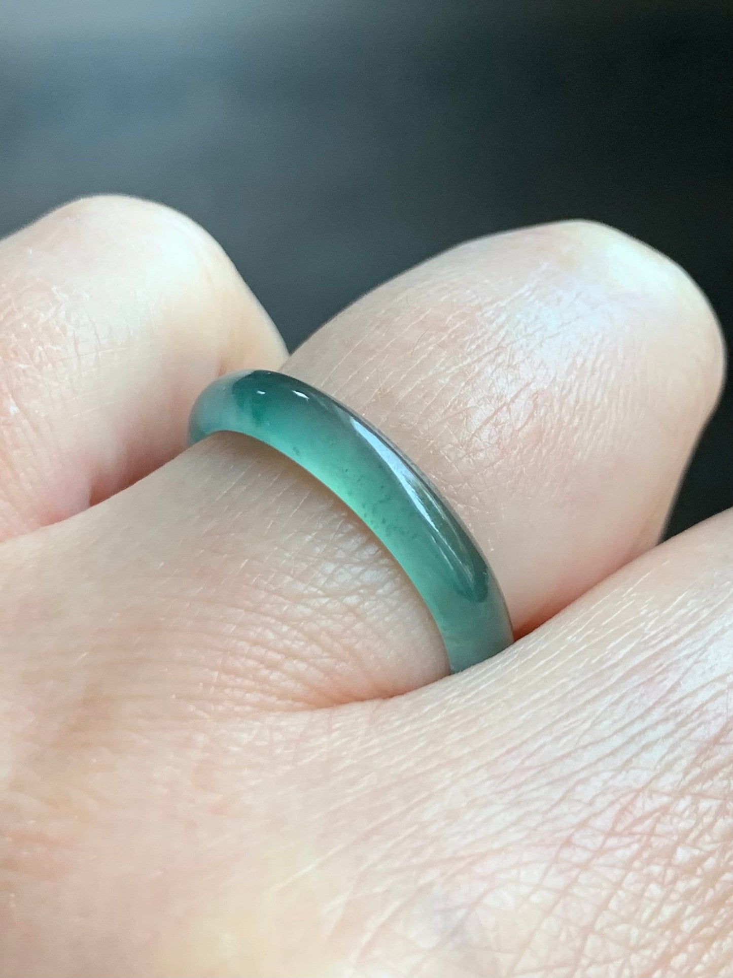 Stunning Natural Guatemalan Icy Highly Translucent Gelatinous Light Teal Green Jadeite Band Ring Size 8 天然冰危淡绿翡翠戒圈 WLJ516B