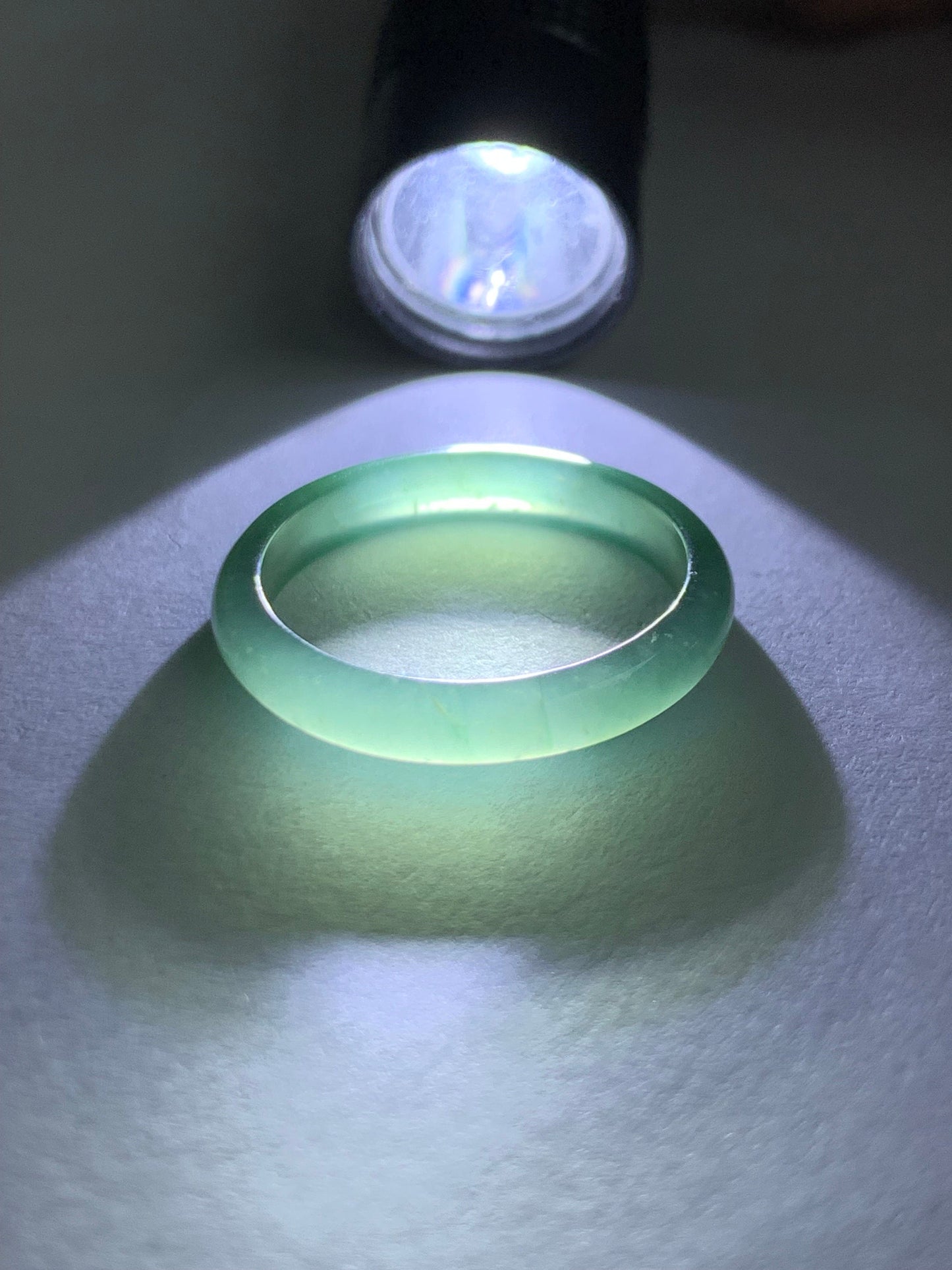 Stunning Natural Guatemalan Icy Highly Translucent Gelatinous Teal Green Jadeite Band Ring Size 8 天然冰危湖水绿翡翠戒圈 WLJ516C