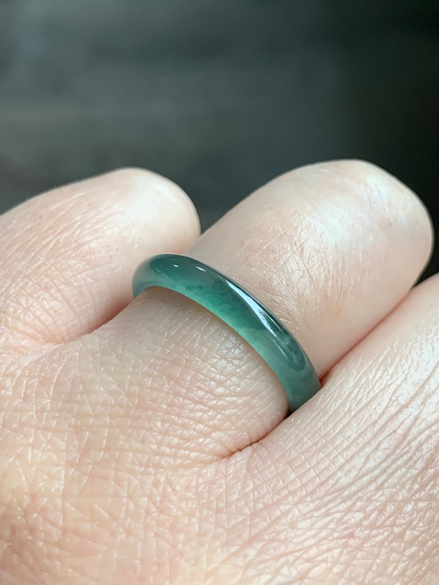 Stunning Natural Guatemalan Icy Highly Translucent Gelatinous Light Teal Green Jadeite Band Ring Size 8 天然冰危淡绿翡翠戒圈 WLJ516D