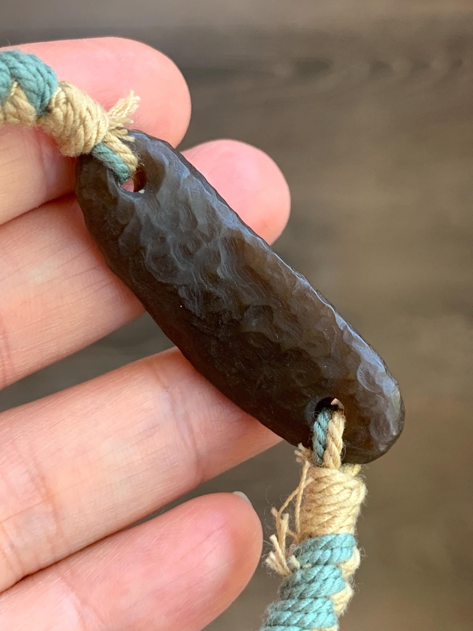 Natural Nephrite Hetian Jade Cuff Rope Bracelet Translucent Dark Caramelized Sugar Adjustable 6.25" 11g 天然焦糖和田玉手牌手绳