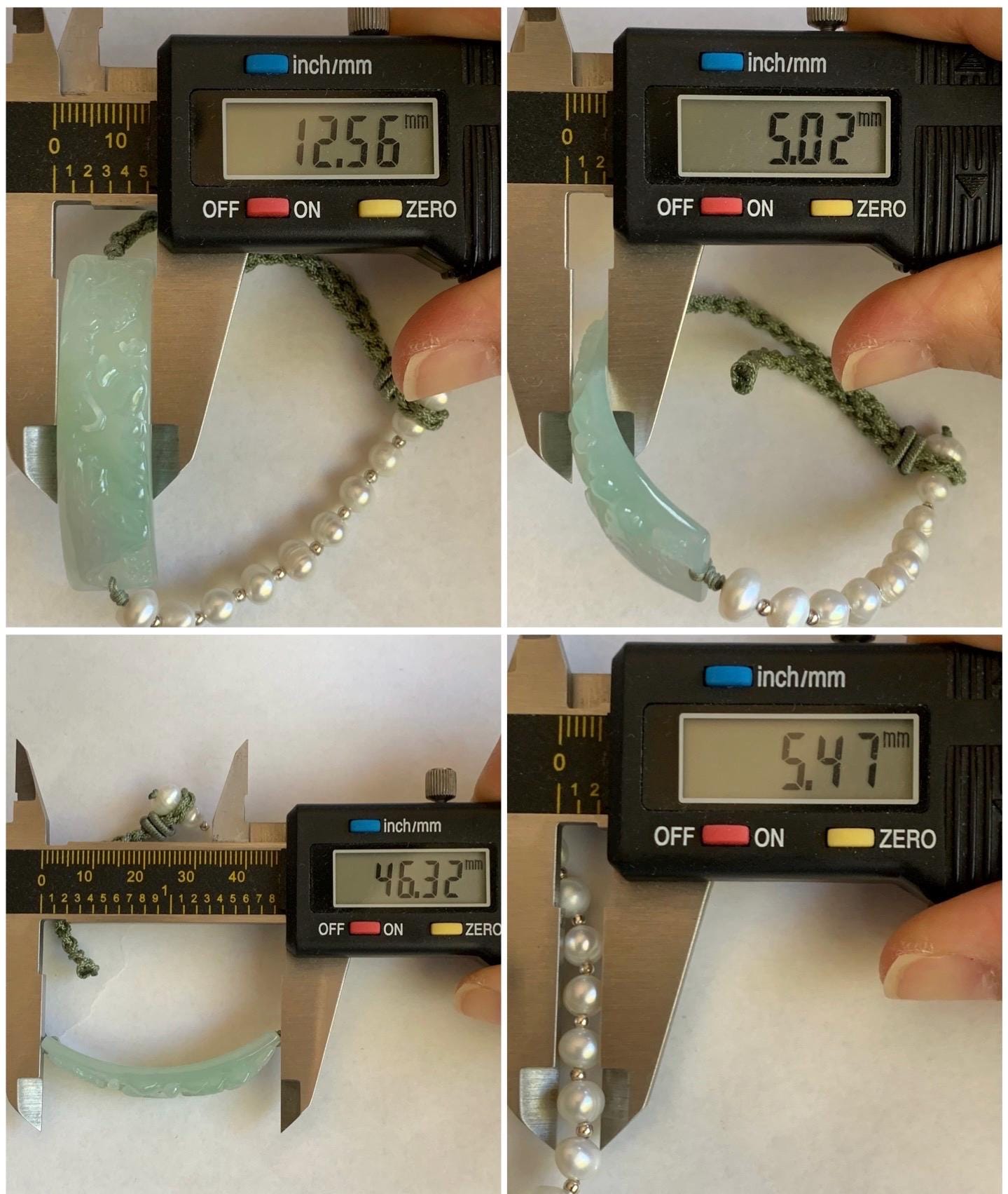 Natural Burmese Icy Translucent Light Green Jadeite Carved Shan Shui Landscape Cuff Freshwater Pearls Rope Bracelet 12g 天然缅甸糯冰晴色翡翠山水牌珍珠手绳