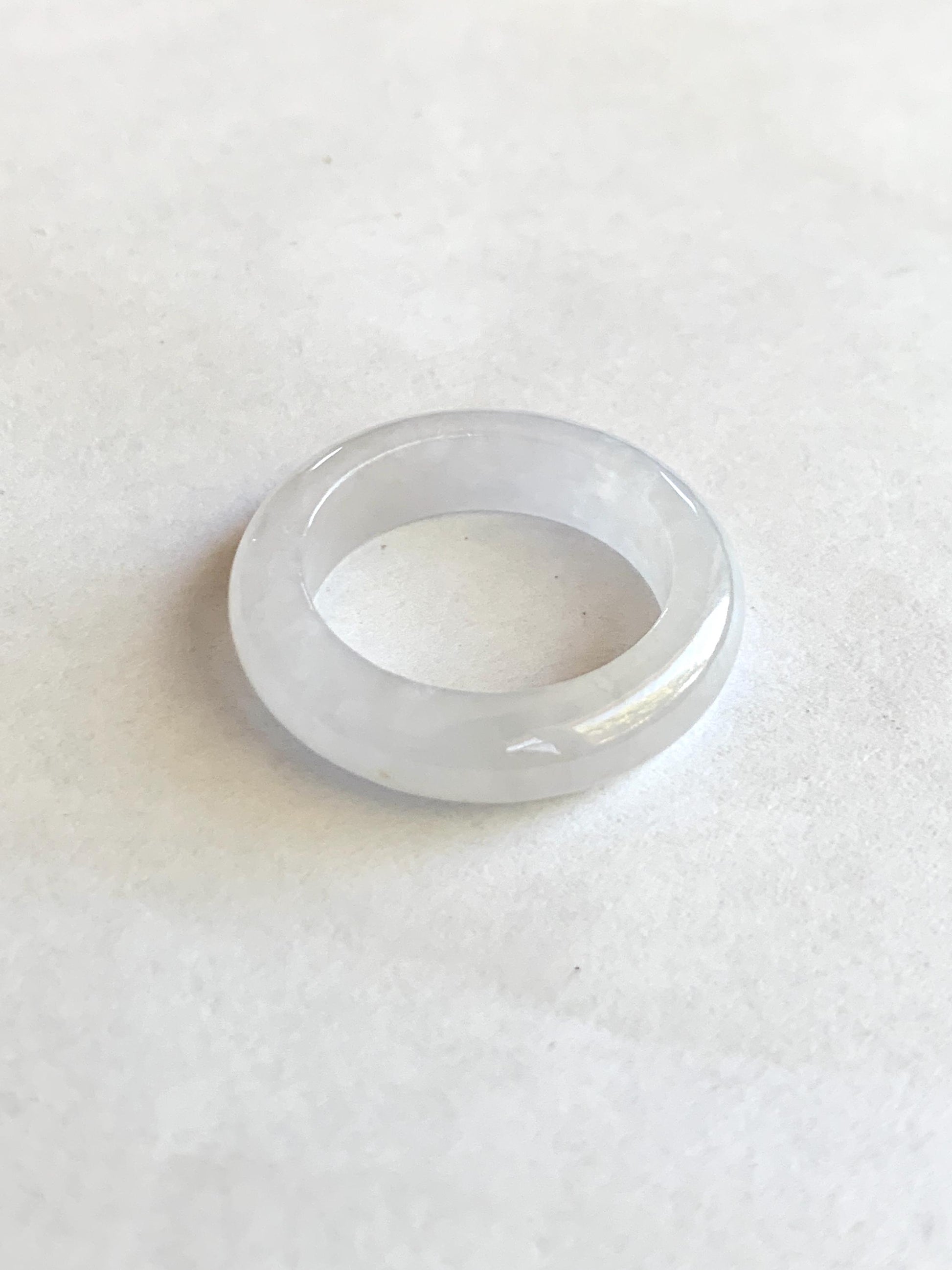 Natural Burmese Icy Translucent White Jadeite Band Ring Size 8 US 4g 天然缅甸白冰翡翠戒圈 DBJ619A