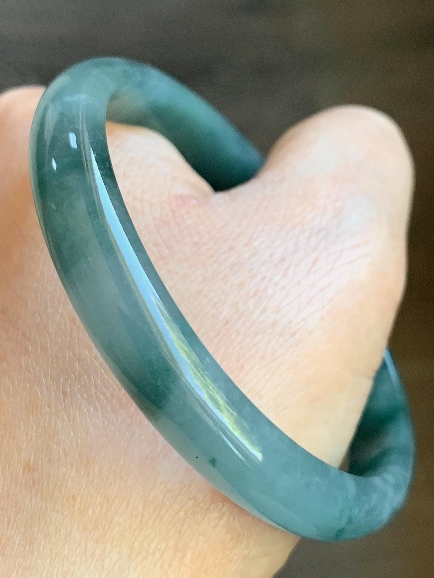 Certified Natural Guatemalan Icy Translucent Dusty Teal Blue Jadeite Bangle Bracelet 59.5 mm 7.35” 32.16g 天然冰危蓝水飘花翡翠正圈手镯 6903