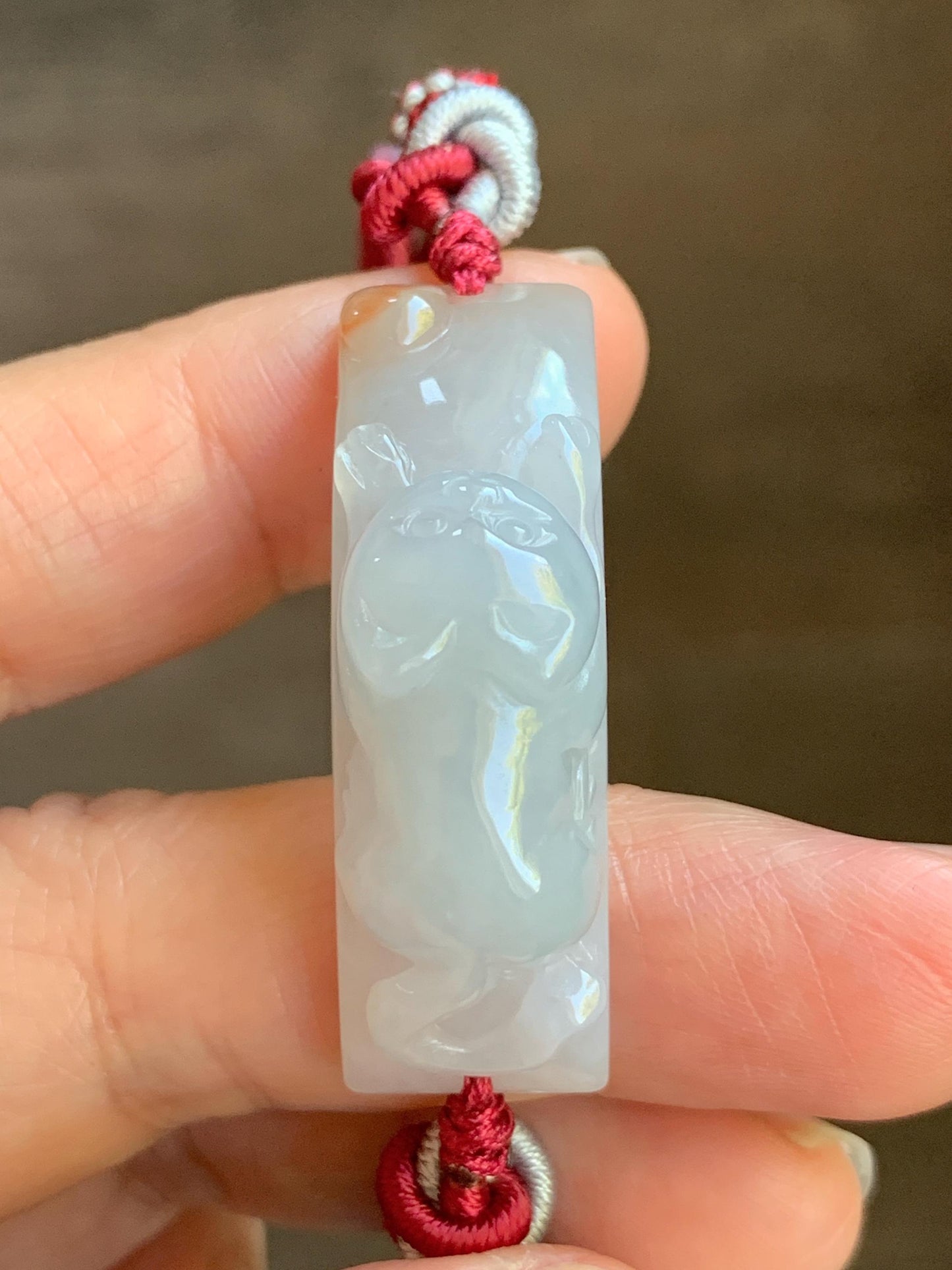 Natural Burmese Icy Translucent Gelatinous White Jadeite w/ Golden Yellow Marbling Kitty Cat Cuff Rope Bracelet adjustable 12g 天然缅甸冰撒金翡翠猫咪手绳