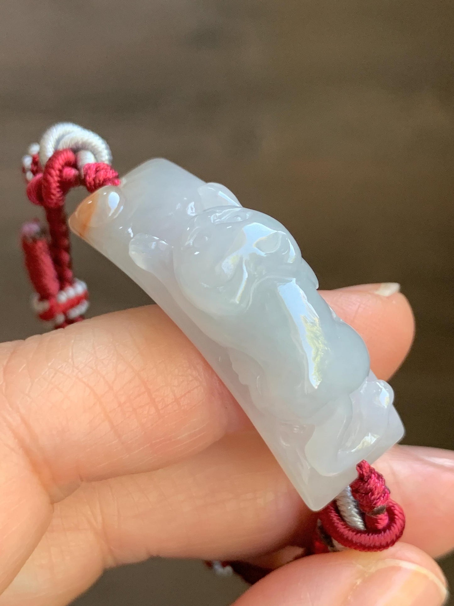 Natural Burmese Icy Translucent Gelatinous White Jadeite w/ Golden Yellow Marbling Kitty Cat Cuff Rope Bracelet adjustable 12g 天然缅甸冰撒金翡翠猫咪手绳