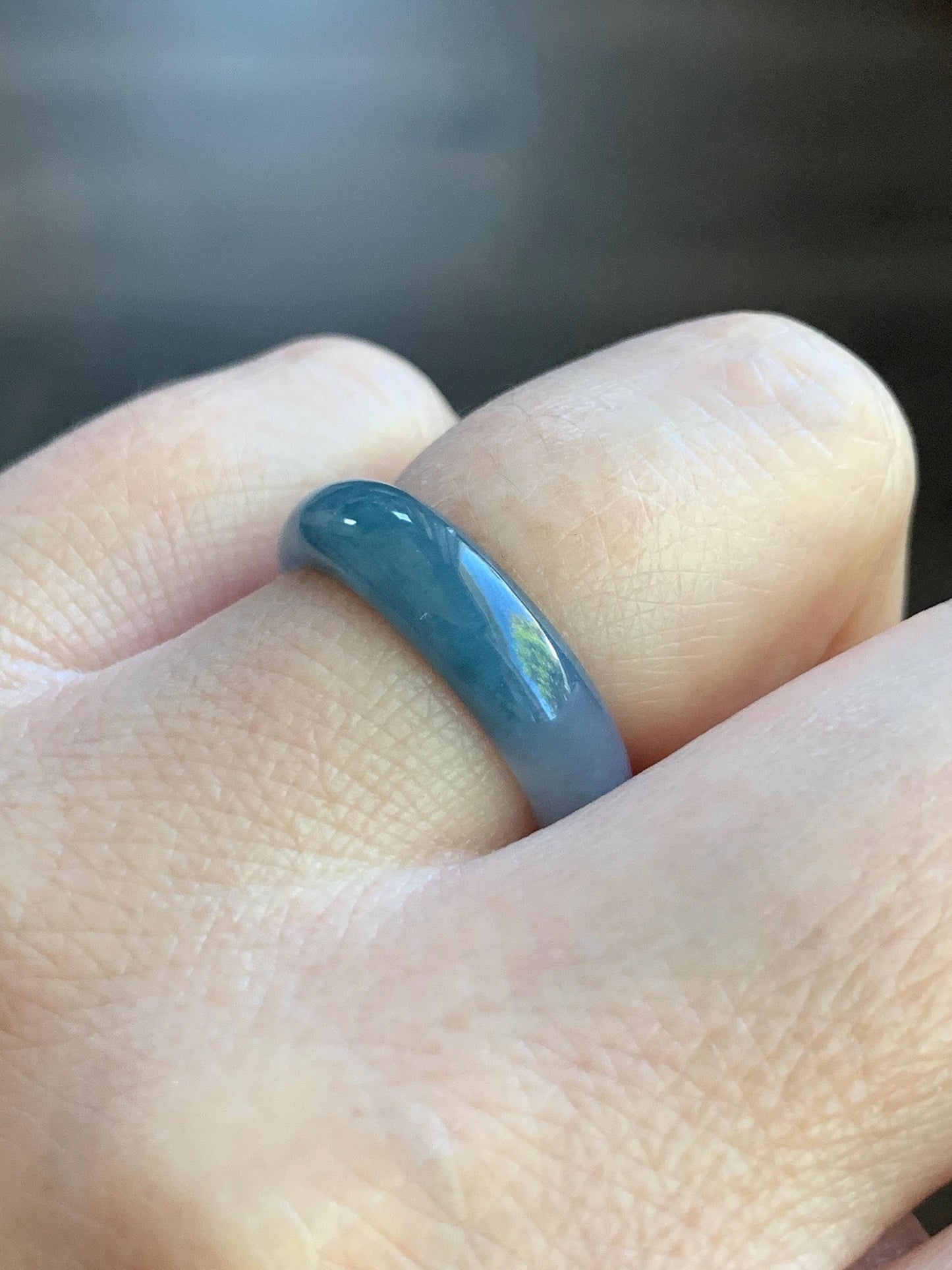 Natural Guatemalan Icy Translucent Gelatinous Light Dusty Blue & Purple Marbled Jadeite Wide Band Ring Sz 6.5 天然冰危蓝紫飘花翡翠戒圈 LZW531A