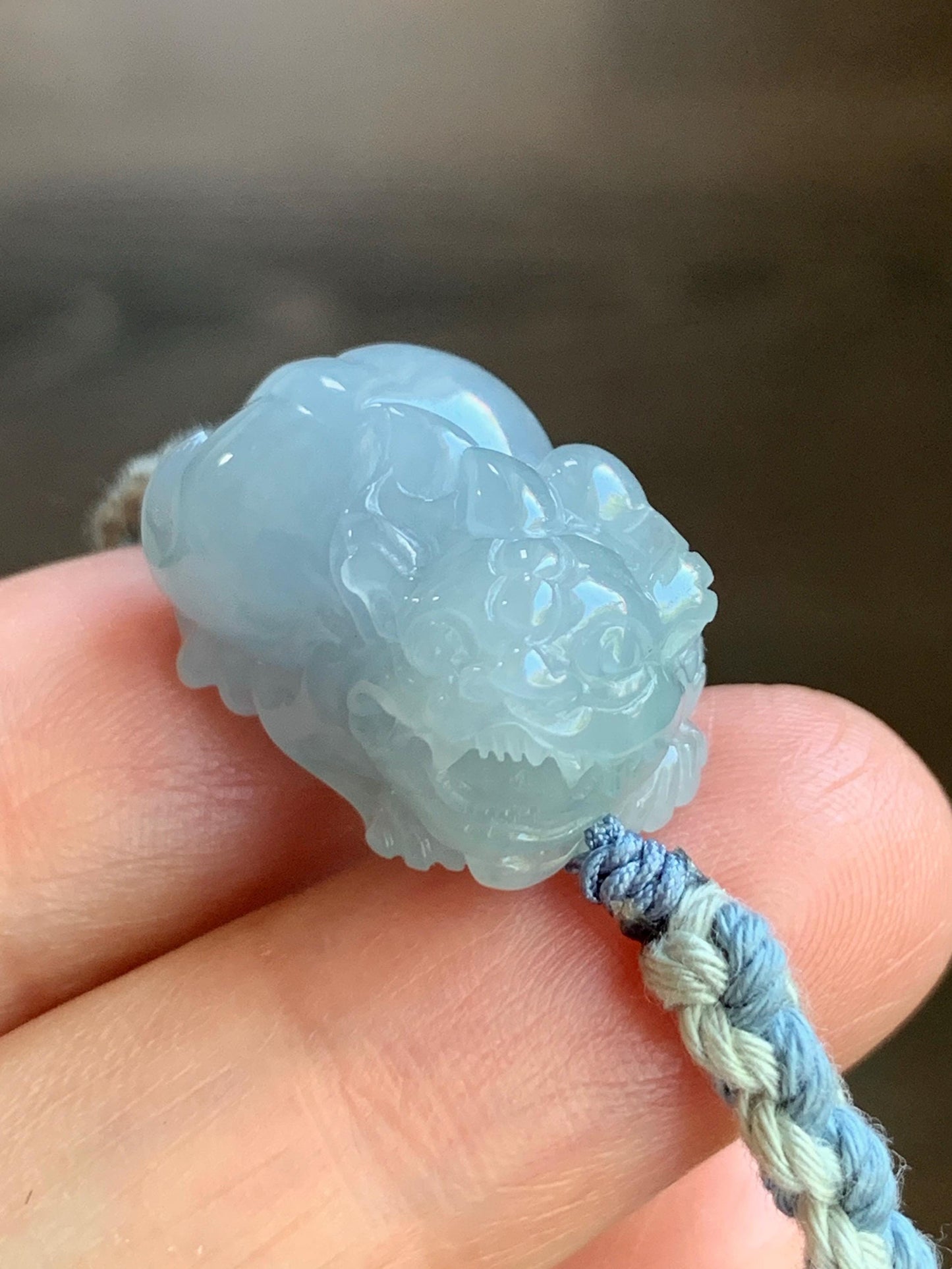 Certified Natural Guatemalan Icy Translucent Gelatinous Light Blue Jadeite Pixiu Rope Bracelet & Olive Pit Beads Bracelet 天然冰胶危淡蓝紫翡翠貔貅手绳橄榄核珠