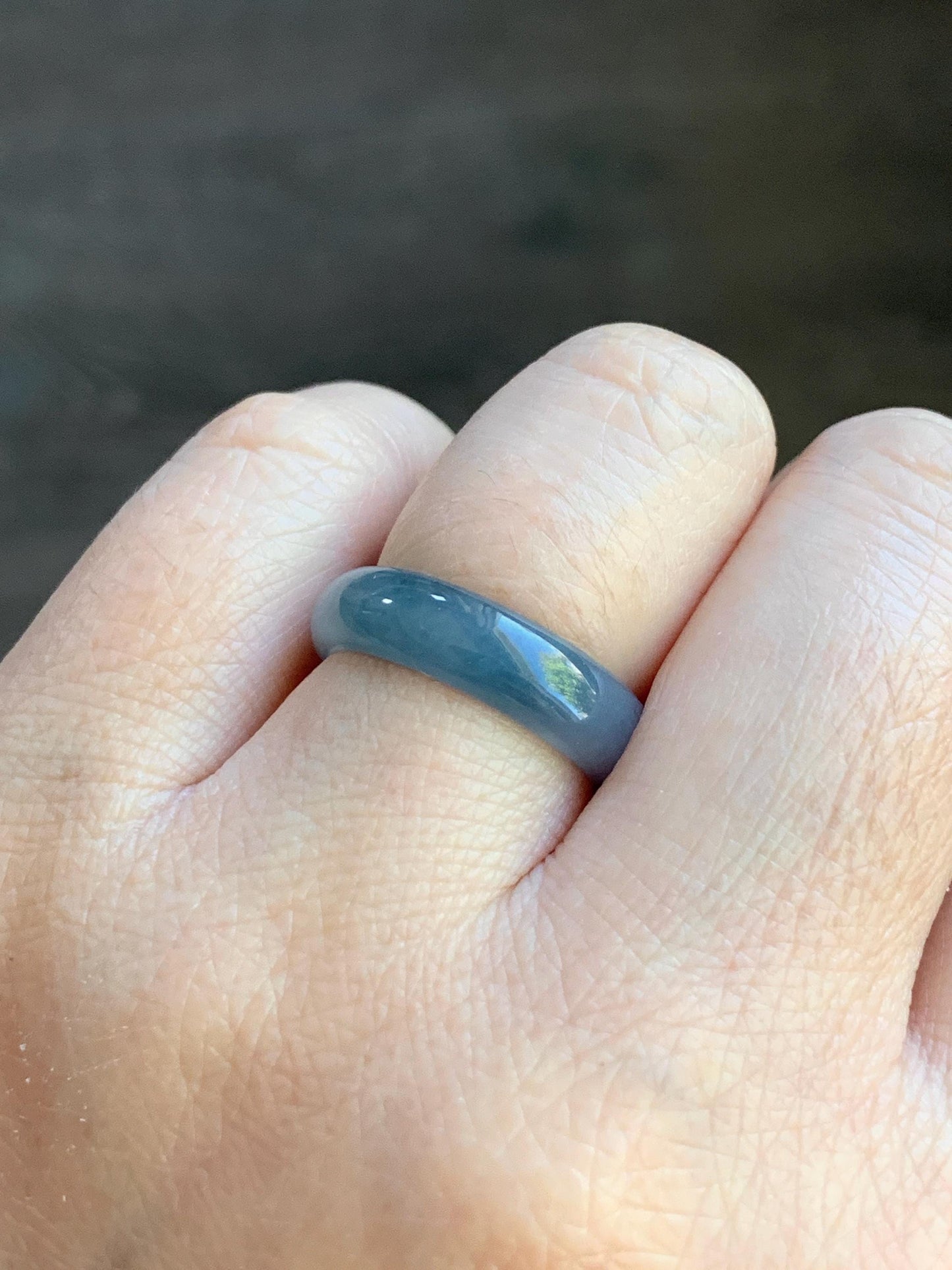 Natural Guatemalan Icy Translucent Gelatinous Light Dusty Blue & Purple Marbled Jadeite Wide Band Ring Sz 6.5 天然冰危蓝紫飘花翡翠戒圈 LZW531B