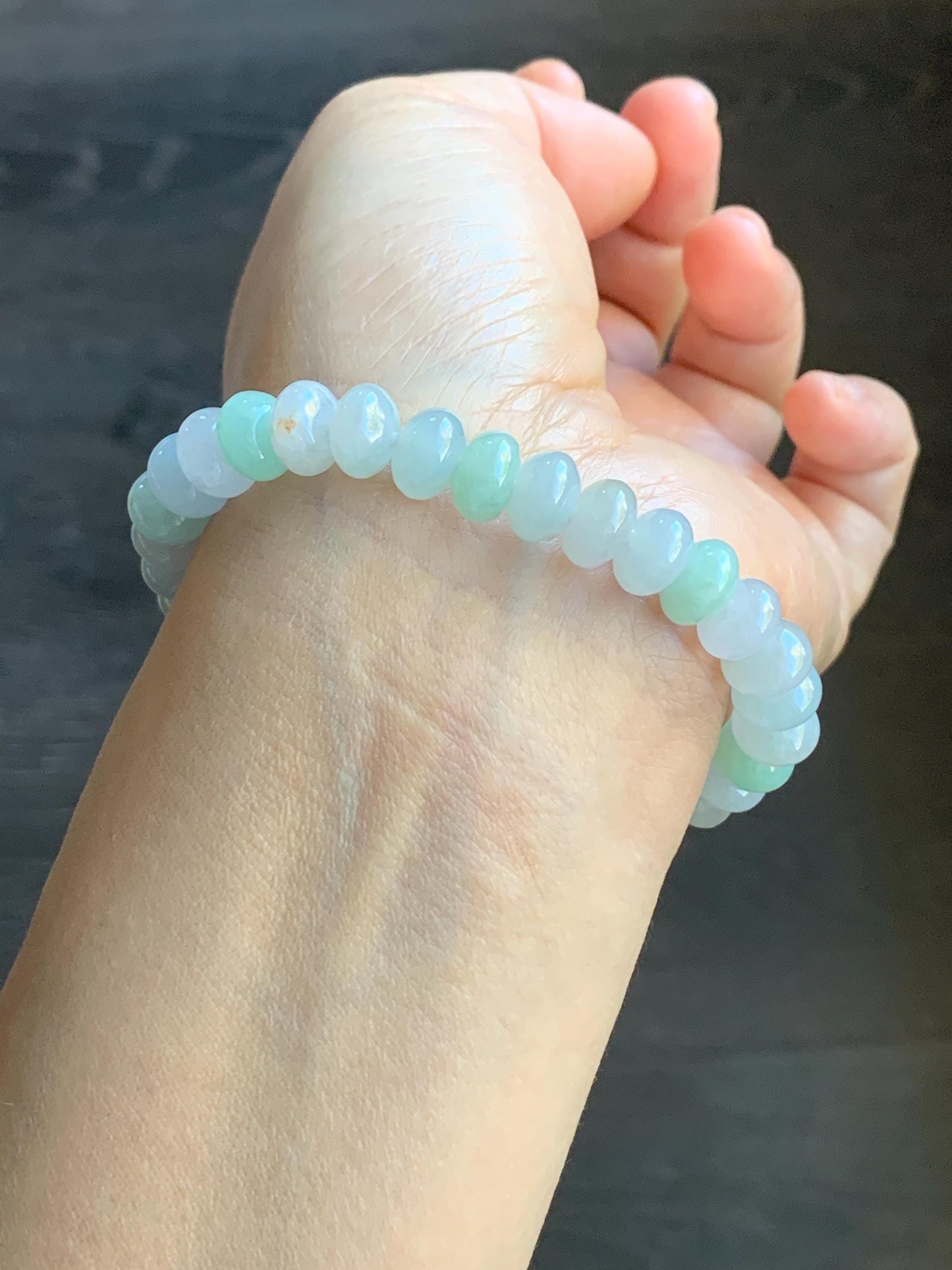 Certified Natural Burmese Icy Translucent Multicolored Jadeite Drum Beads Beaded Bracelet Stretchy 7” 27g 天然缅甸冰胶多宝翡翠鼓珠手串 3009