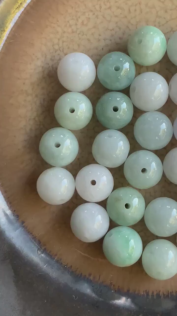 Natural Burmese Grade A Jadeite Loose Beads Translucent Multicolored 30 Large Beads 10mm+ 63g 天然缅甸糯冰多宝马卡龙色翡翠圆珠